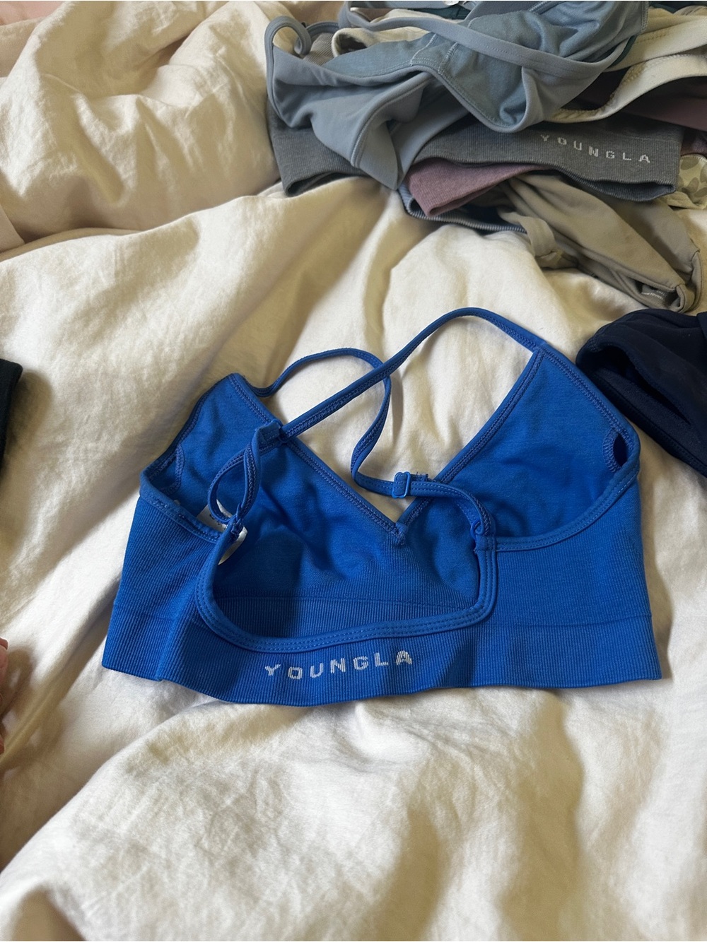 YoungLA Cobalt Blue Seamless Strappy Sports Bralette